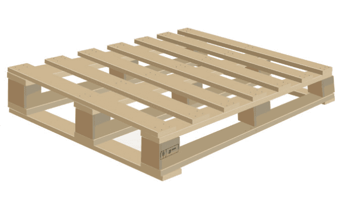 Tarima de madera de cuatro entradas fabricada por Insumos Secundarios del Bajío